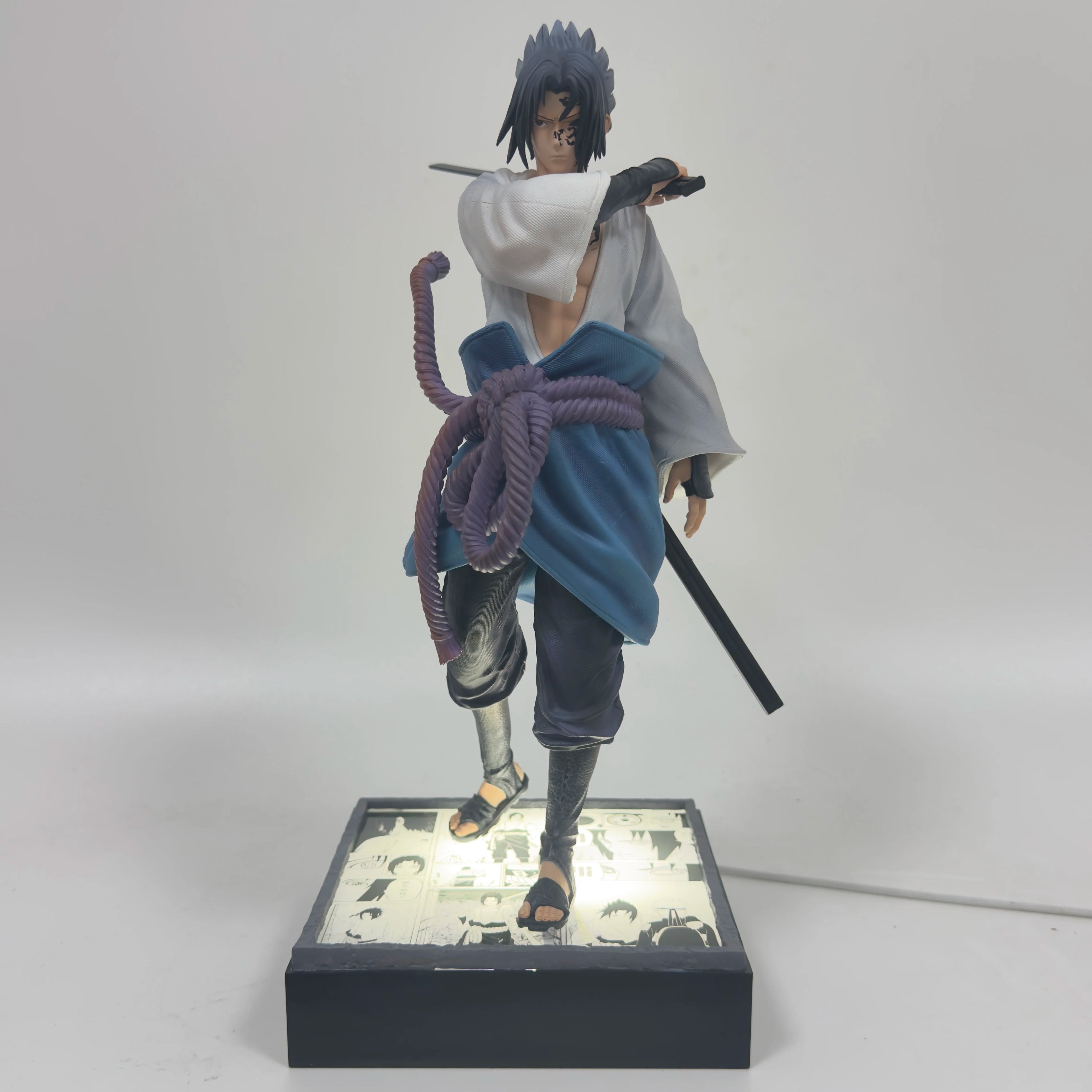 Naruto Shippuden: Cursed Mark - Sasuke Uchiha (Grasshopper Sword with Light-Up Base) Anime Figure Statue Model