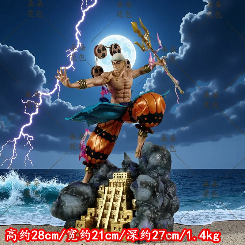 28cm JT One Piece Figure Enel Thunder God Monkey D. Luffy Anime Action Collection Model Pvc Desktop Ornaments Holiday Gifts Toys