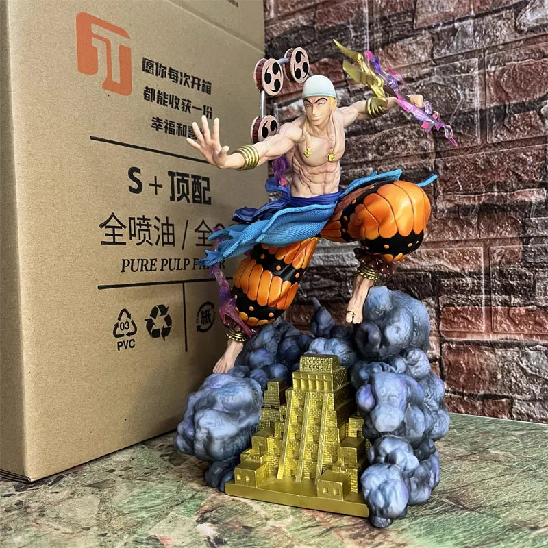28cm JT One Piece Figure Enel Thunder God Monkey D. Luffy Anime Action Collection Model Pvc Desktop Ornaments Holiday Gifts Toys
