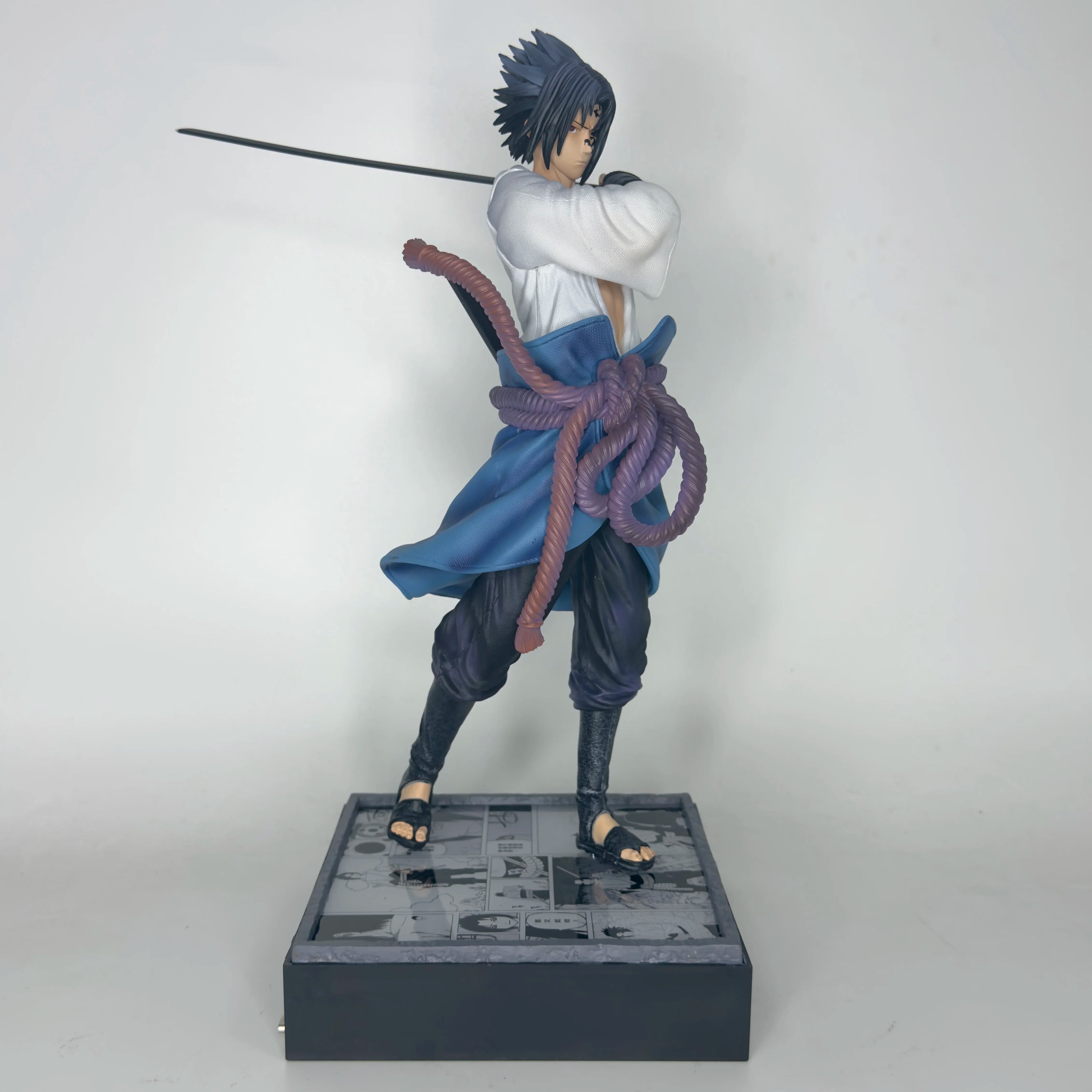 Naruto Shippuden: Cursed Mark - Sasuke Uchiha (Grasshopper Sword with Light-Up Base) Anime Figure Statue Model