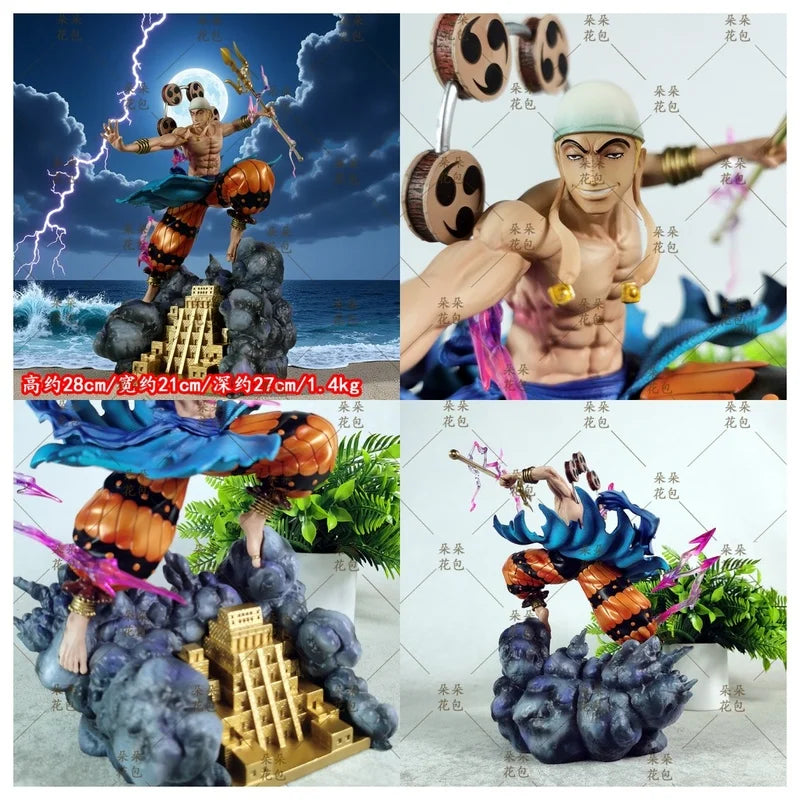 28cm JT One Piece Figure Enel Thunder God Monkey D. Luffy Anime Action Collection Model Pvc Desktop Ornaments Holiday Gifts Toys